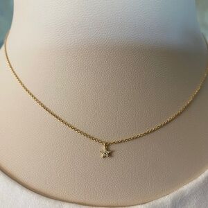 14k Yellow Gold  CZ Diamond Star Necklace